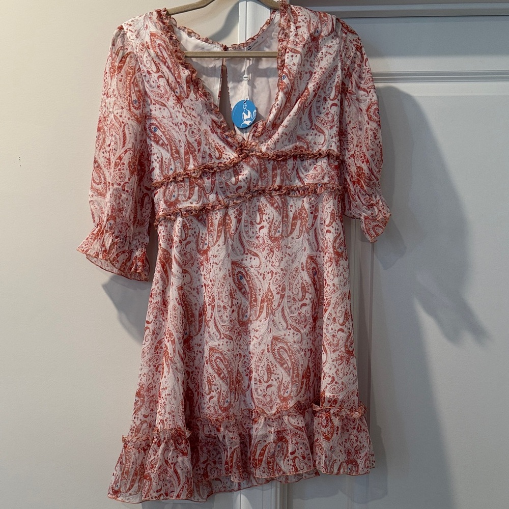 Cupshe Red and White Paisley Mini Dress